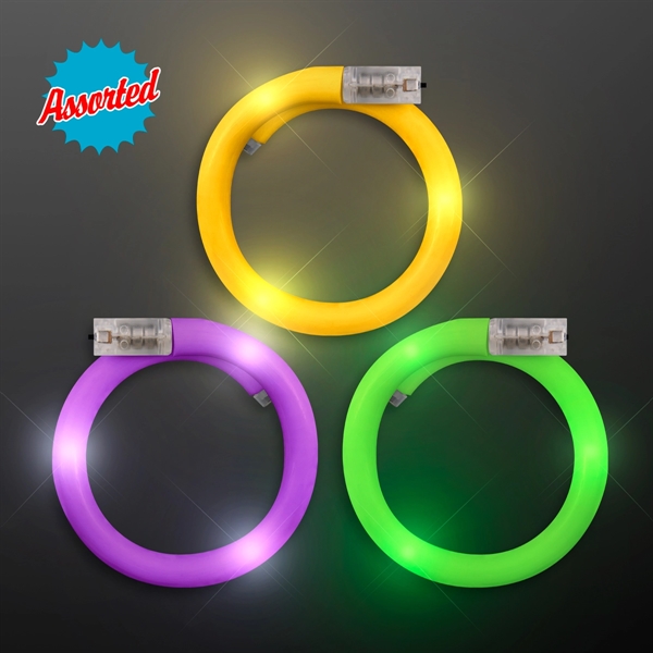 LED Flash Tube Bracelets - Assorted Purple, Green, Gold - Image 2