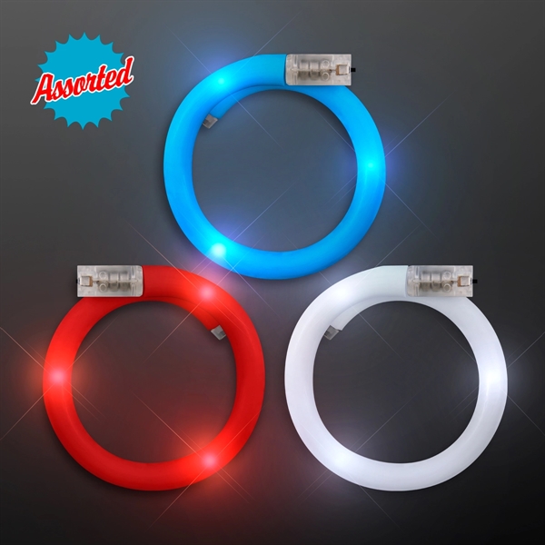 LED Flash Tube Bracelets - Assorted Red, White & Blue - Image 2