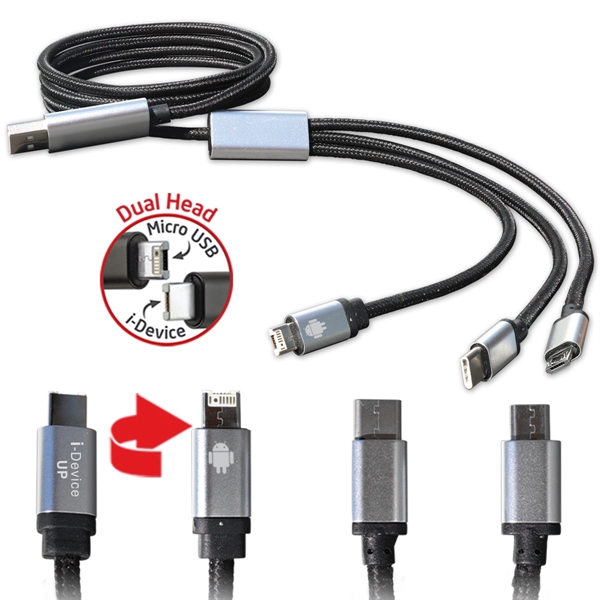 4-in-1 Premium USB Charge/Sync Dura-Cable for Mobile Devices - Image 2