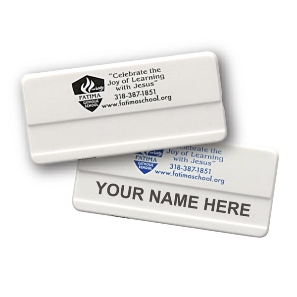 Small Plastic Name Badge with Safety Pin - Image 1
