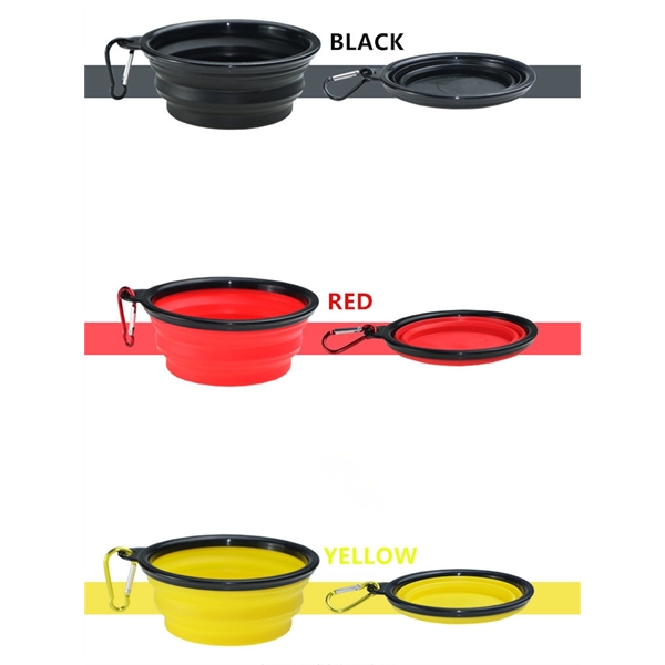 Portable Collapsible Silicone Pet Bowl - Black Rim - Image 11