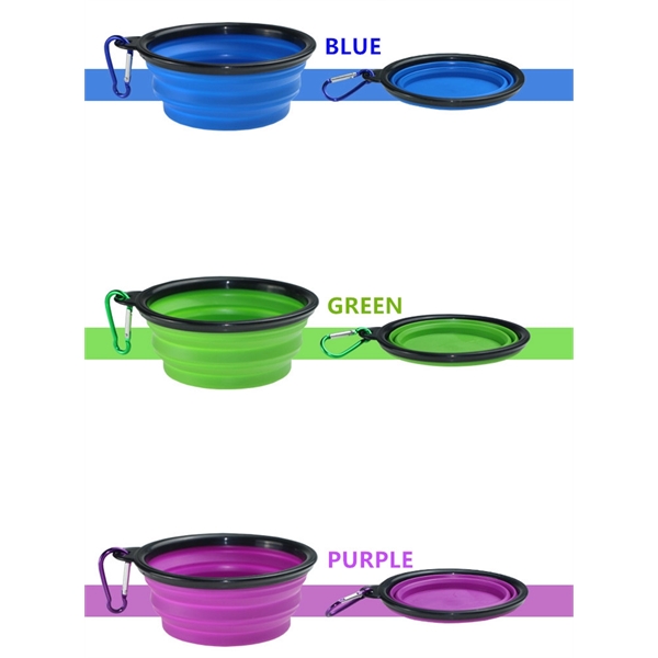 Portable Collapsible Silicone Pet Bowl - Black Rim - Image 12