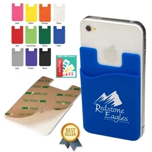Silicone Phone Wallet w/ Custom Imprint Adhesive Card Holder