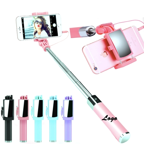 Adjustable Custom Selfie Stick W/Mirror - Image 1