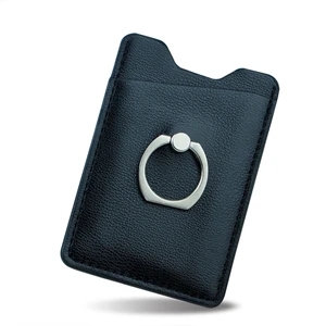 PU Leather Cell Phone Wallet/Card Holder With Ring Stand