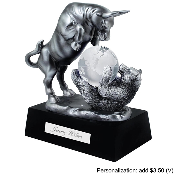 Bull and Bear w/ Crystal Globe Award - Image 2