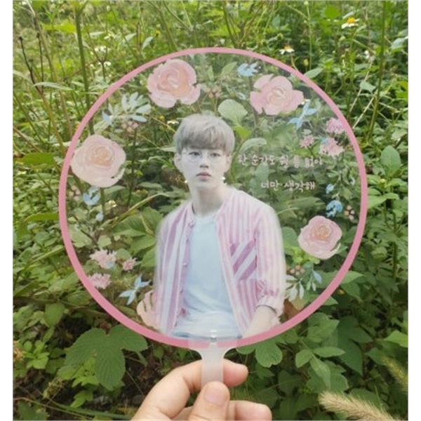 Clear Advertising Hand Fan w/Full Color Imprint - 18cm Dia. - Image 1