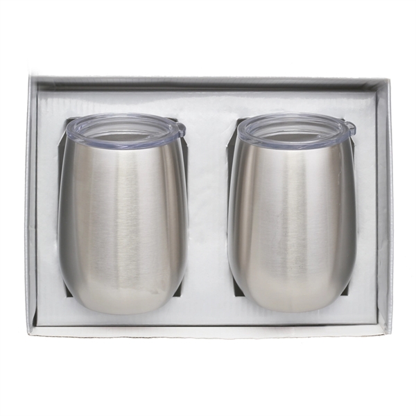 Stainless Steel Stemless Wine Tumbler Gift Set - Image 4