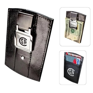 LEATHER CARD HOLDER WITH MONEY CLIP