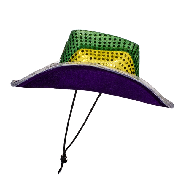 Mardi Gras LED Sequin Cowboy Hat - Image 3