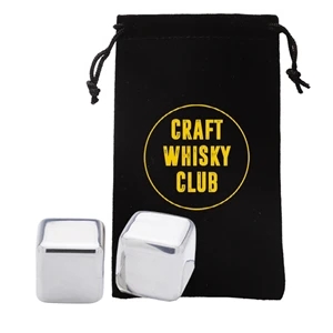2 Whiskey Cubes + Imprinted Pouch