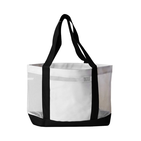 Mesh Tote Bag w/ Front Open Pocket - Multi Colors - Image 2