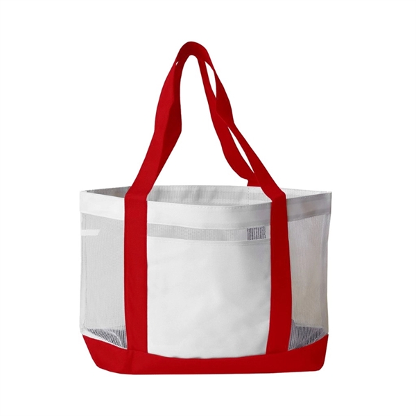 Mesh Tote Bag w/ Front Open Pocket - Multi Colors - Image 5