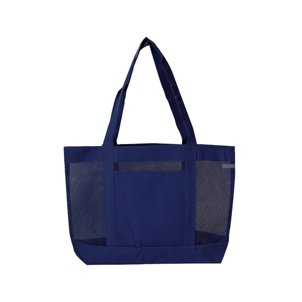 Mesh Tote Bag w/ Front Open Pocket - Solid Colors - Image 3