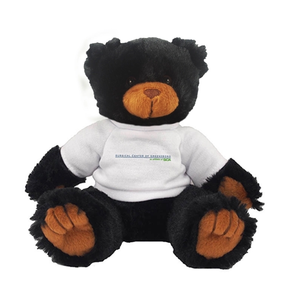 9" Black Peter Bear with sweatshirt and full color imprint
