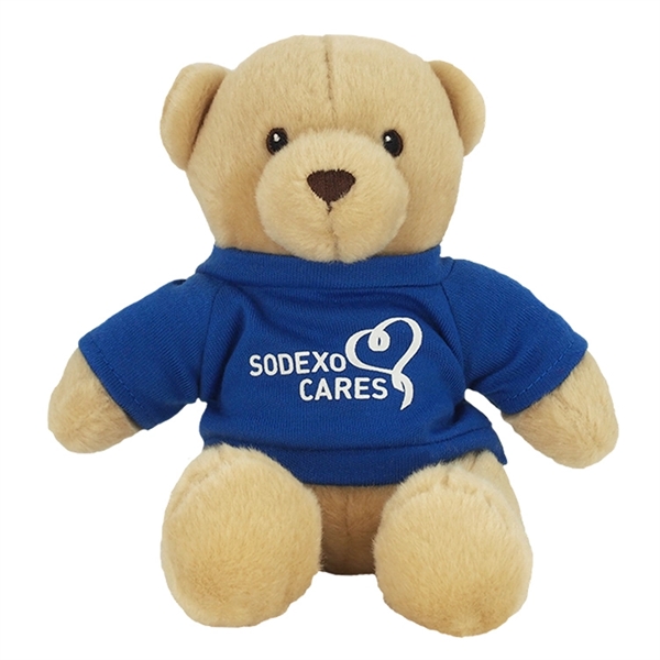 6" Tan Honey Bear with t-shirt and one color imprint
