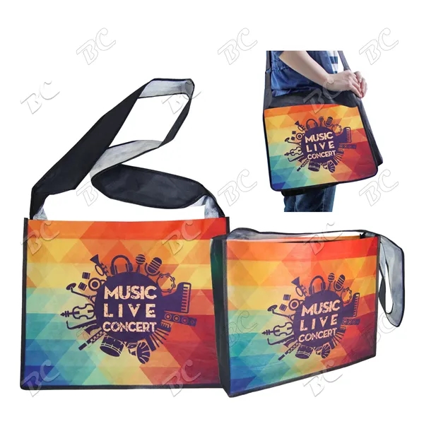 Fully Sublimated 16" x 13" Non-Woven Messenger Bag - Image 1