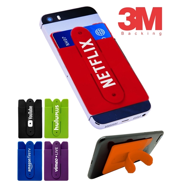Silicone Wallet Phone Stand w/3-M Backing - Image 1
