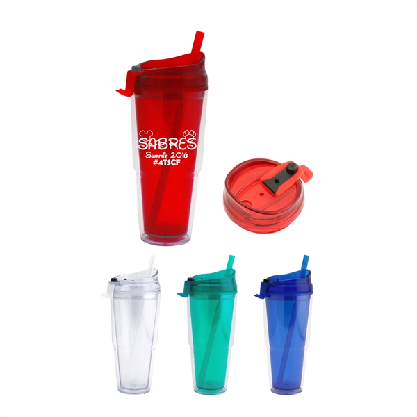 20 oz. Double Wall Acrylic Sip Top Tumbler with Straw - Image 1