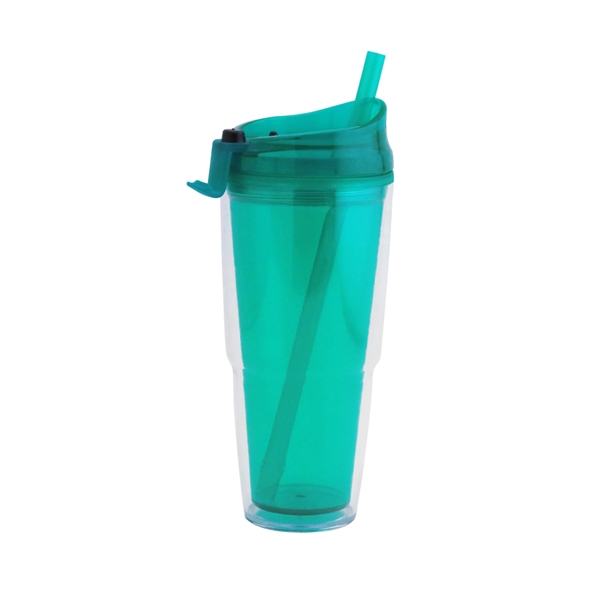 20 oz. Double Wall Acrylic Sip Top Tumbler with Straw - Image 2