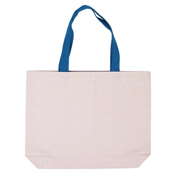 Cotton Canvas Tote with Gusset & Color Accent Handles - Image 4