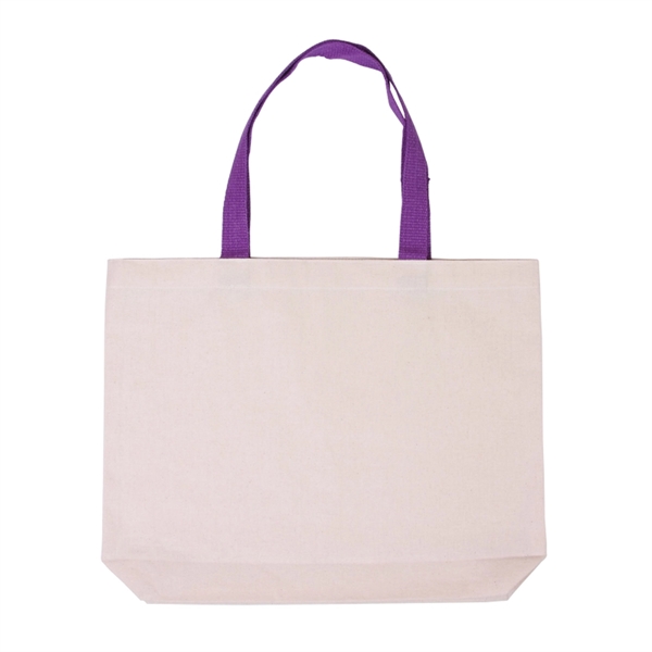 Cotton Canvas Tote with Gusset & Color Accent Handles - Image 6
