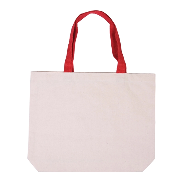 Cotton Canvas Tote with Gusset & Color Accent Handles - Image 7