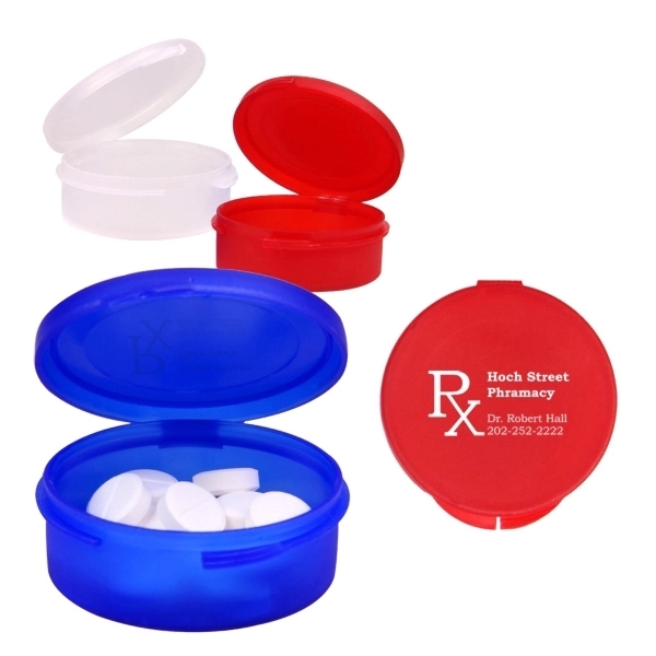 Promotional Single Compartment Plastic Pill Case - Image 1