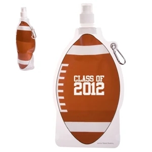 HydroPouch!™ 22 oz. Football Collapsible Water Bottle - P...