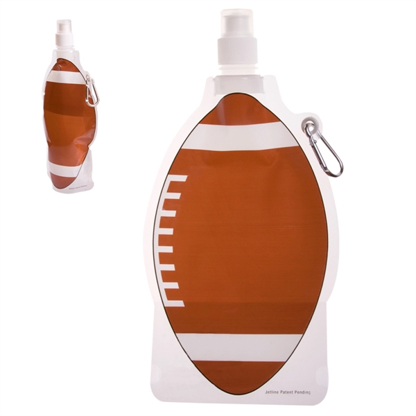 HydroPouch!™ 22 oz. Football Collapsible Water Bottle - P... - Image 2