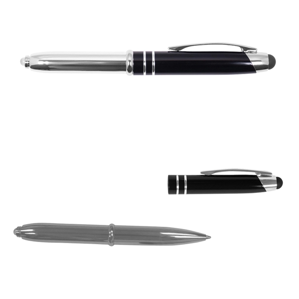 Executive 3-in-1 Metal Pen Stylus with LED Light - Image 2