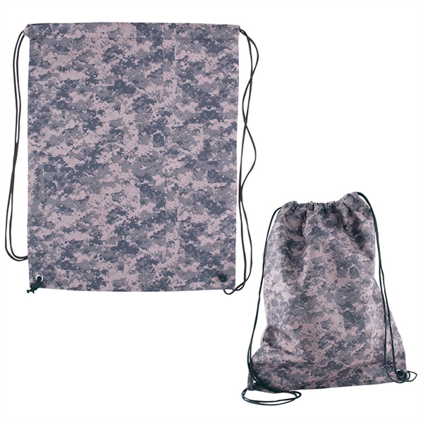 Digital Camouflage RPET Drawstring Cinch-Up Backpack - Image 2