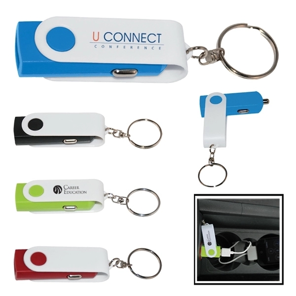 USB Car Adapter Key Chain - Image 1