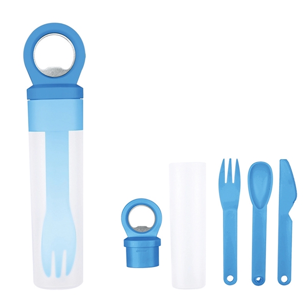 Plastic Utensil Set with Bottle Opener - Image 2