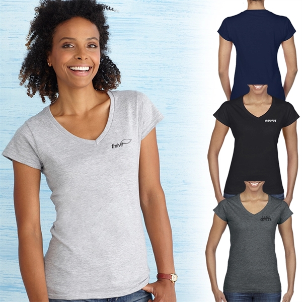 Gildan® Softstyle® Ladies V-Neck T-Shirt - Image 1