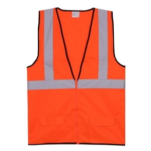 2XL/3XL Orange Solid Zipper Safety Vest