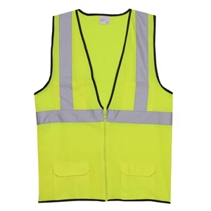 2XL/3XL Yellow Solid Zipper Safety Vest