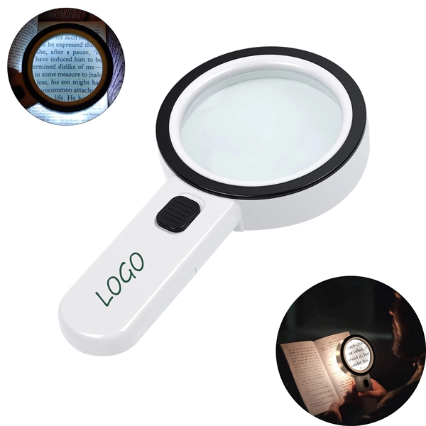 30X Handheld Magnifier Glass with Light