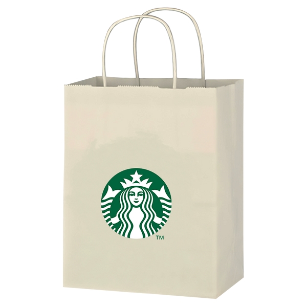 Budget Custom Kraft Paper White Shopping Bag