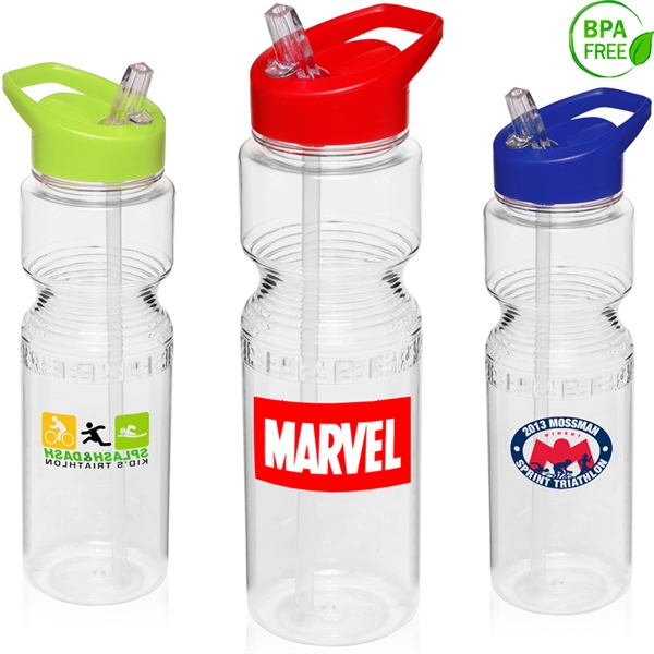 28 oz. BPA free Easy-grip Bike Bottle with flip top straw