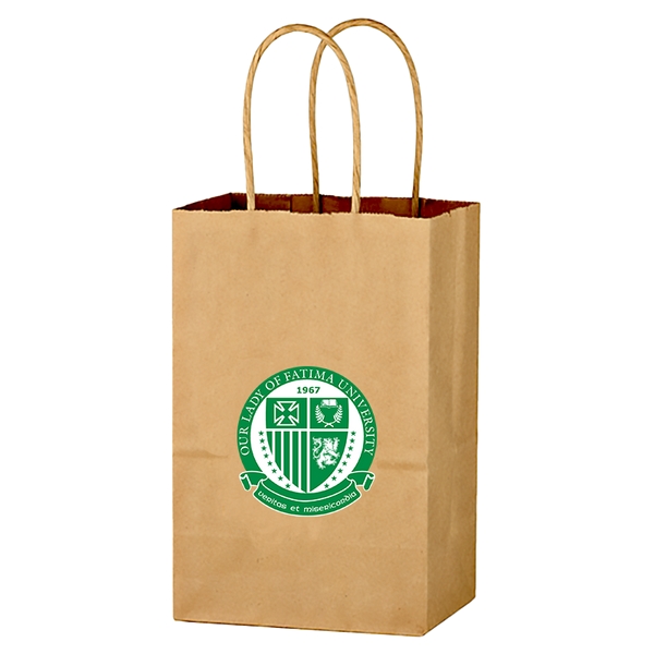 Budget Custom Kraft Paper Brown Shopping Bags-5-1/4