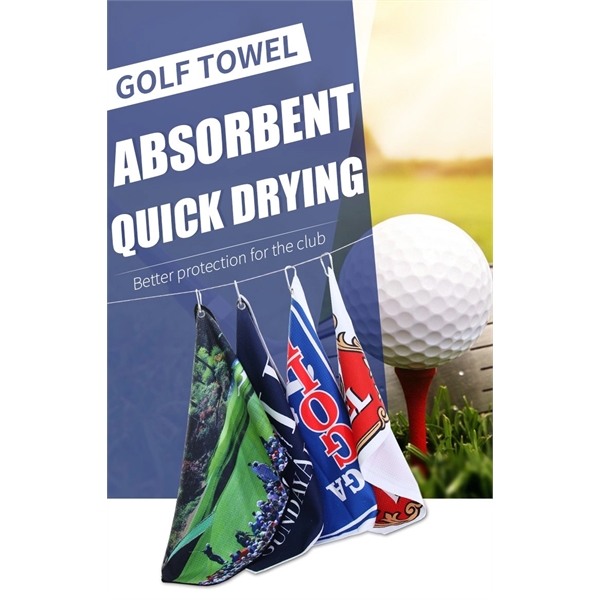Quick Dry Golf Towel w/ Carabiner water absorbent full color