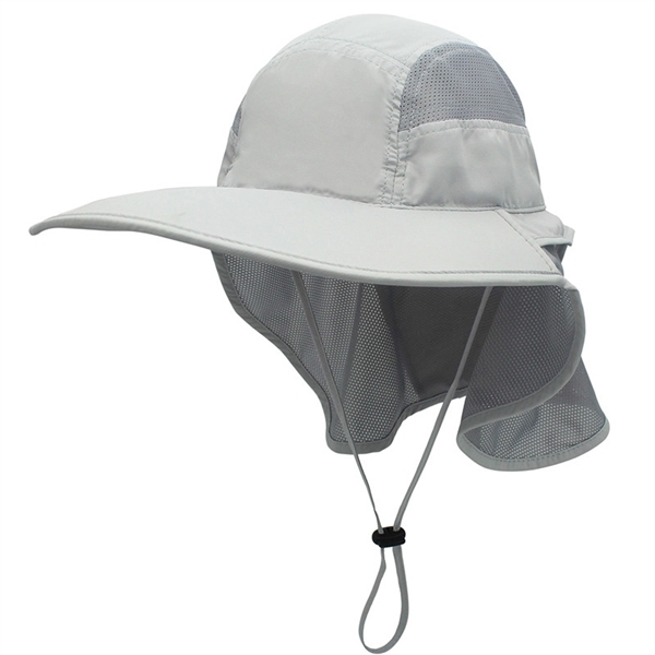 Wide Brim Sun Hat with Neck Flap for Hiking & Fishing