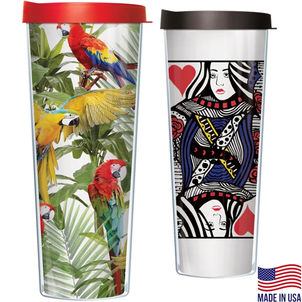 28 oz. Full Color Polycarbonate Double Wall Travel Tumblers