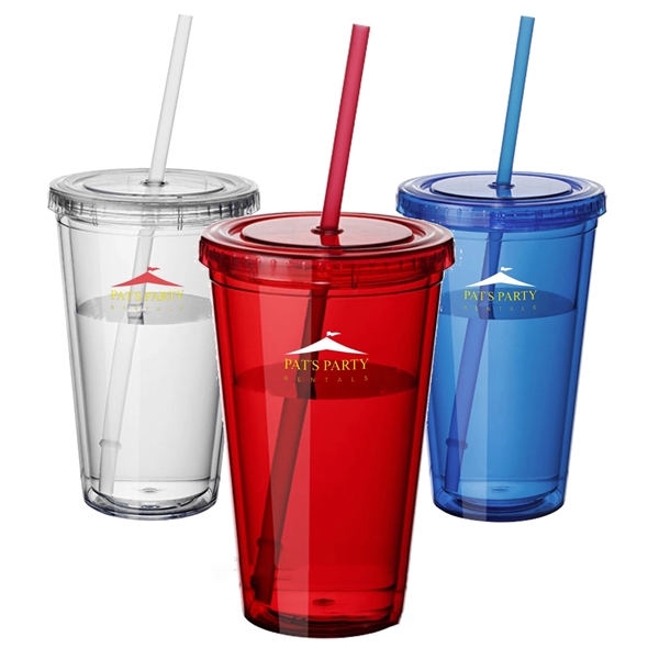 16oz Double Wall Tumbler with Straw