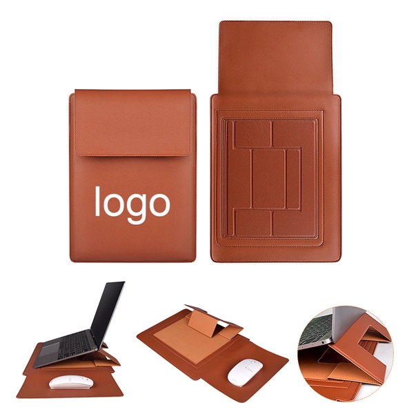 Leather Laptop Sleeve With Foldable Stand