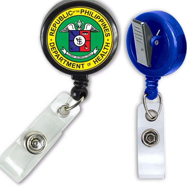 Large Retractable Round Badge Reel w/ Bulldog clip backing