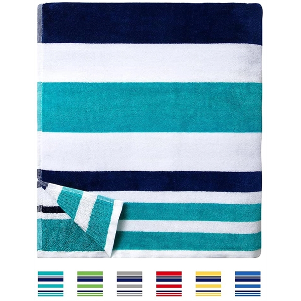 Stripe Luxury Plush Velour Cotton Beach and Pool Towels