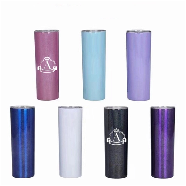 Glitter Sublimation Stainless Steel 20oz Skinny Cup Tumbler