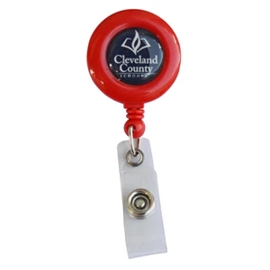 Round Retractable Badge Reel w/ Bulldog Clip on backing